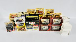 BOX OF ASSORTED BOXED MODEL VEHICLES TO INCLUDE DAYS GONE, MATCHBOX, ETC.