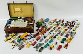 1 X BOX OF MAINLY VINTAGE DIE-CAST MODEL CARS TO INCLUDE MATCHBOX, CORGI ROCKETS, ZYLMEX,