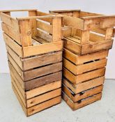 6 X VINTAGE WOODEN FRUIT CRATES, ONE A/F.