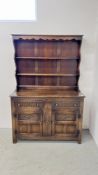 OAK OLD CHARM STYLE TWO DRAWER TWO DOOR DRESSER, W 127 X D 48 X H 189CM.