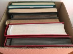 STAMPS: BOX WITH ALL WORLD IN SEVEN STOCKBOOKS, NORWAY, USA, GERMANY, FRENCH COLONIES, BELGIUM,