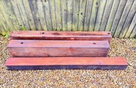 3 LARGE PIECES OF HARDWOOD, LARGEST 176CM LONG.