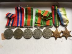 MEDALS: WW2 SELECTION COMPRISING 1939-45 WAR MEDAL (2), DEFENCE (3), PACIFIC STAR AND ATLANTIC STAR,