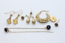 TWO PAIRS OF 9CT GOLD EARRINGS,