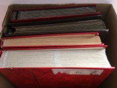 STAMPS: BOX WITH COMMONWEALTH IN FOUR STOCKBOOKS, JAMAICA, MALAYA, BURMA, HONG KONG, ZANZIBAR.