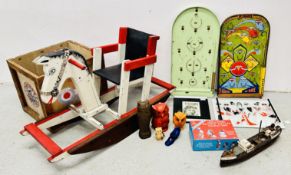 GROUP OF VINTAGE TOYS TO INCLUDE WOODEN ROCKING HORSE, W 91, D 30, H 57CM,