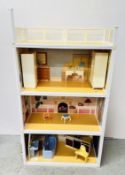 LARGE SINDY OPEN FRONTED DOLLS HOUSE WITH FIXTURES AND FITTINGS INCLUDING SINDY.