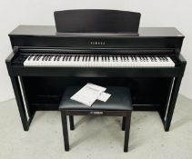 YAMAHA CLAVINOVA CLP-545 ELECTRIC PIANO AND MATCHING STOOL - SOLD AS SEEN.