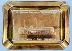 A COPPER SOUVENIR ASHTRAY FASHIONED FROM THE WW1 GERMAN U BOAT 