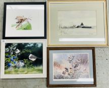 A GROUP OF ARTWORKS TO INCLUDE KATE & HANNAH BREACH: INSECT ON LEAF, WATERCOLOUR, 17 X 22CM. K. J.