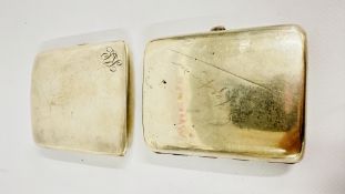 A VINTAGE CIGARETTE CASE STAMPED 800 ALONG WITH A FURTHER SILVER EXAMPLE BIRMINGHAM 1949 MAKER S.B.