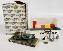 A CLASSICS DIE-CAST MODEL VEHICLE 1927 BENTLEY 900 ON A PRESENTATION STAND + A SCALEXTRIC TRI-ANG