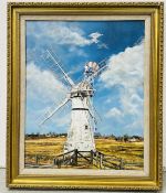 GILT FRAMED OIL ON CANVAS DEPICTING A WINDMILL SIGNED SUSAN J WILSON, 61 X 50 INCLUDING FRAME.