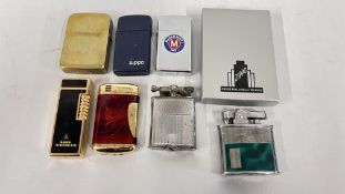 A GROUP OF VINTAGE LIGHTERS TO INCLUDE ZIPPO & RONSON EXAMPLES.