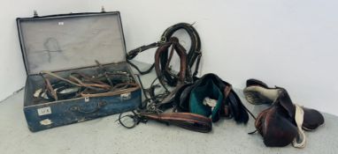 TWO VINTAGE LEATHER SADDLES,