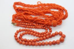 ANTIQUE CORAL BEADS + A FURTHER EXAMPLE A/F.
