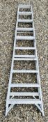 ALUMINIUM CLOW GROUP 9 TREAD FOLDING STEP LADDER, CLOSED HEIGHT 2.43M.
