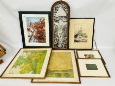 A FRAMED AND MOUNTED ORIENTAL WATERCOLOUR BEARING A SEAL MARK BEARING SIGNATURE TOMOMI MARUYAMA +