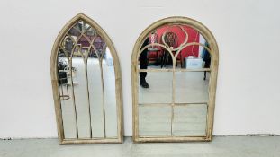TWO REPRODUCTION GOTHIC DESIGN MIRRORS, HEIGHT 100CM.