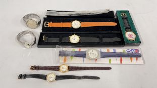 A GROUP OF WRIST WATCHES TO INCLUDE A VINTAGE EXAMPLE MARKED ANCRE 15 RUBIS, CLIO ETC.