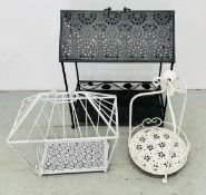 THREE MODERN METAL CRAFT STANDS.