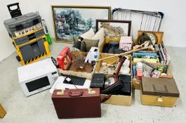 8 BOXES CONTAINING ASSORTED HOUSEHOLD SUNDRIES TO INCLUDE BOOKS, GLASSWARE, DVD'S, WHARFDALE HI-FI,