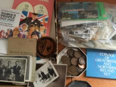 EPHEMERA: BOX WITH MIXED INCLUDING LOCAL INTEREST, PHOTOGRAPHS, TEA CARDS, POSTCARDS,