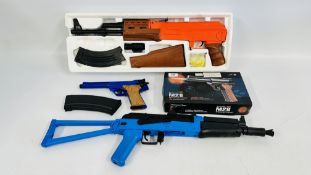 THREE BOXED AIR SOFT GUNS TO INCLUDE M28 PISTOL, P.48 GUN, ETC.