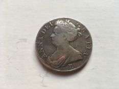 COINS: QUEEN ANNE CROWN 1708 EDINBURGH MINT SEPTIMO.