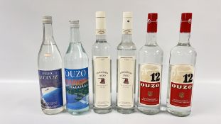 6 X BOTTLES OUZO TO INCLUDE - 2 X 1 LITRE OUZO 12, 1 X LITRE LEVANTE, 2 X 700ML OUZO,
