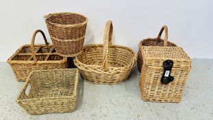 TWO WICKER BASKETS + ONE OTHER.