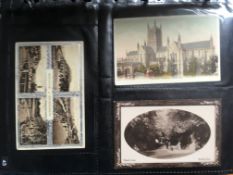 POSTCARDS: TWO ALBUMS MIXED UK VIEWS, OVERSEAS, RAILWAY WITH A FEW OFFICIALS ETC. (APPROX 500).