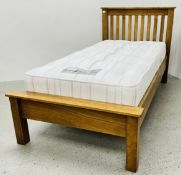 MODERN SOLID LIGHT OAK SINGLE BEDSTEAD COMPLETE WITH DURABEDS LUXURY BALMORAL POCKET SPRUNG
