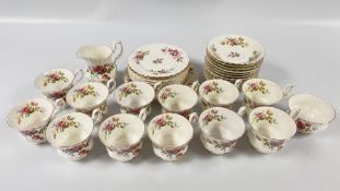 A ROYAL ALBERT MOSS ROSE 37 PIECE TEA SET.