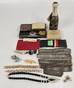 A BOX OF COLLECTIBLES TO INCLUDE A LEATHER WALLET BY SMYTHSON OF BOND STREET,