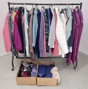 EXTENSIVE GROUP OF GENTS AND LADIES CLOTHING TO INCLUDE GENTS TWO PIECE SUITS, JACKETS,