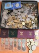 COINS: SMALL BOX MIXED FROM 1953 'PLASTIC' SET (2), CROWNS FROM 1951 (4), CUPRO-NICKEL,
