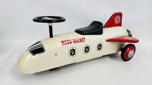 VINTAGE STYLE METAL CRAFT CHILDREN'S MOON ROCKET RIDE ON TOY.