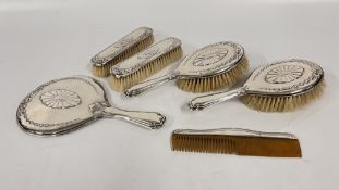 A VINTAGE 6 PIECE SILVER BACKED DRESSING TABLE SET BIRMINGHAM AND CHESTER 1910.