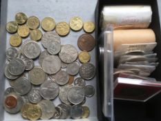 COINS: A COLLECTION IN AN ALBUM AND LOOSE, GB COMMEMORATIVE CROWNS INCLUDING 3 X £5, AUSTRALIAN,