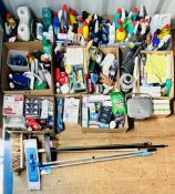 12 X BOXES OF HOUSEHOLD CLEANING CHEMICALS AND SUPPLIES TO INCLUDE BLEACH, CLEANING CHEMICALS,