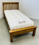 MODERN SOLID LIGHT OAK SINGLE BEDSTEAD COMPLETE WITH DURABEDS LUXURY BALMORAL POCKET SPRUNG