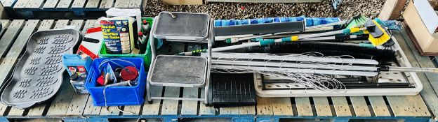 MISC SHED SUNDRIES AS CLEARED TO INCLUDE BRABANTIA ROTARY WASHING LINE, FOLDING GARDEN TABLE,