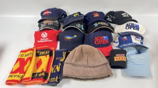 A BOX OF ASSORTED CAPS TO INCLUDE DESIGNER BRANDED EXAMPLES MARKED LONE STAR,