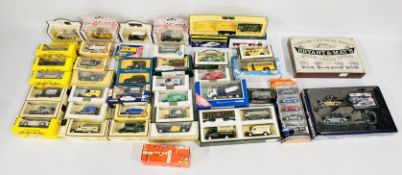 TWO BOXES OF DIE-CAST VEHICLES TO INCLUDE CORGI, EDDIE STOBART, SHELL, DAYS GONE, MATCHBOX, ETC.