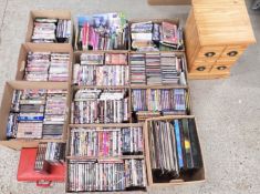 12 X BOXES OF DVD'S, CD'S, RECORDS AND CASSETTES TO INCLUDE INDIANA JONES COMPLETE DVD COLLECTION,