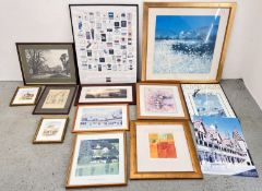 A GROUP OF FRAMED PICTURES AND PRINTS TO INCLUDE 