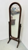 MAHOGANY FRAMED CHEVAL MIRROR.