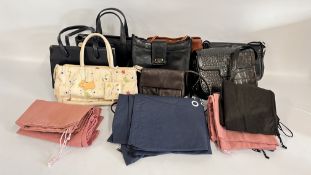 BOX OF ASSORTED GOOD QUALITY LADIES HANDBAGS TO INCLUDE RADLEY, OSPREY, MACLAREN, TULA,