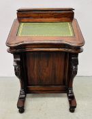 A REPRODUCTION HARDWOOD DAVENPORT DESK.
